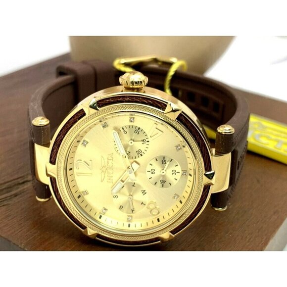 Invicta Women\'s Watch 29138 Bolt Gold Tone Dial Brown Rubber Strap Quart… main image 5